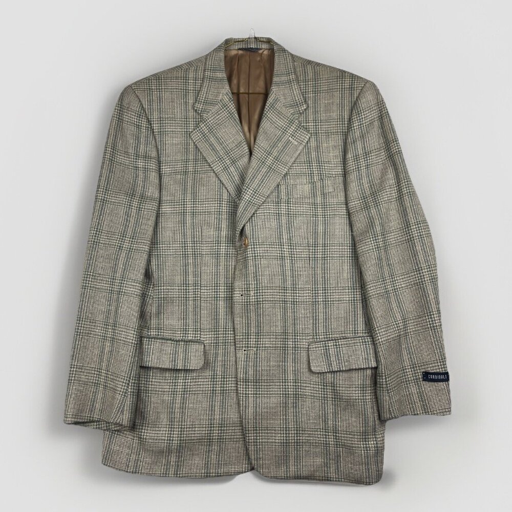 Alberto Cardinali Italy Made Wool Golden Brown Plaid Blazer Sport Coat Sz 50